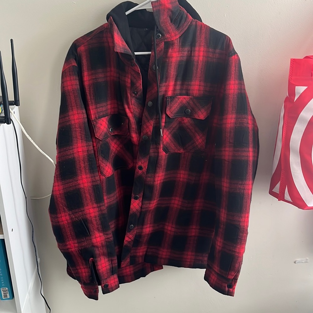 Red flannel hoodie